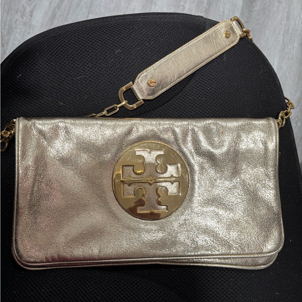 Tory Burch Gold Shimmer Wristlet Clutch